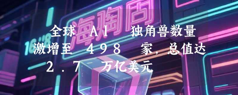 ​全球 AI 独角兽数量激增至 498 家，总值达 2.7 万亿美元