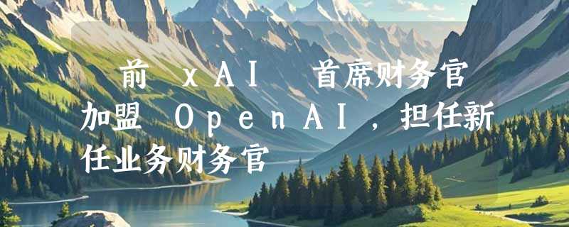 ​前 xAI 首席财务官加盟 OpenAI，担任新任业务财务官
