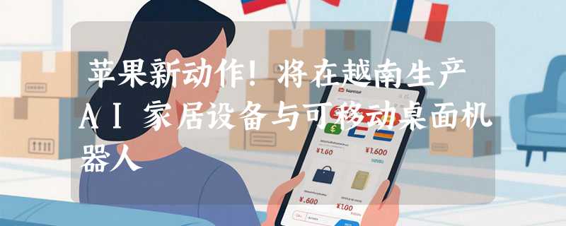 苹果新动作!将在越南生产AI家居设备与可移动桌面机器人