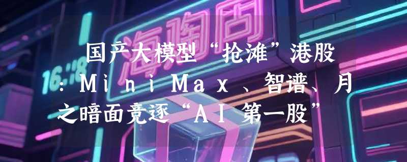 ​国产大模型“抢滩”港股：MiniMax、智谱、月之暗面竞逐“AI第一股”
