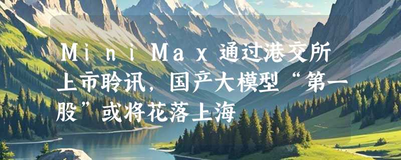 MiniMax通过港交所上市聆讯，国产大模型“第一股”或将花落上海