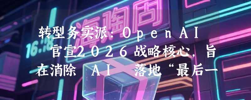 转型务实派:OpenAI 官宣2026战略核心，旨在消除 AI 落地“最后一公里”