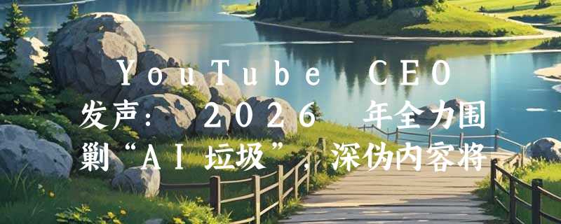 ​YouTube CEO发声： 2026 年全力围剿“AI垃圾”，深伪内容将无处遁形