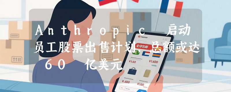 Anthropic 启动员工股票出售计划，总额或达 60 亿美元