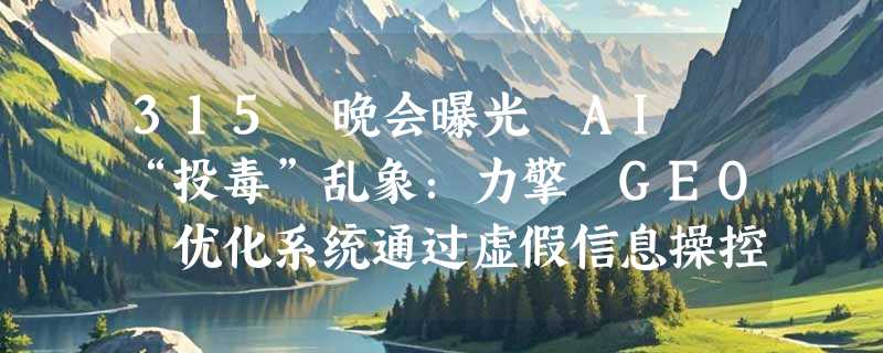 315 晚会曝光 AI “投毒”乱象：力擎 GEO 优化系统通过虚假信息操控大模型