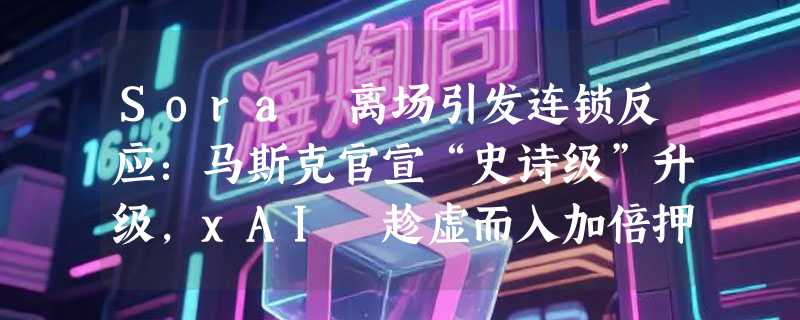 Sora 离场引发连锁反应：马斯克官宣“史诗级”升级，xAI 趁虚而入加倍押注