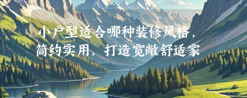 小户型适合哪种装修风格，简约实用，打造宽敞舒适家