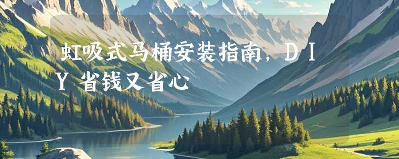 虹吸式马桶安装指南，DIY省钱又省心