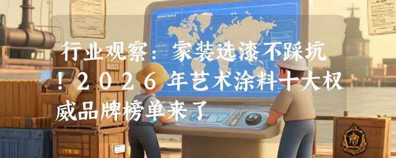 行业观察：家装选漆不踩坑！2026年艺术涂料十大权威品牌榜单来了
