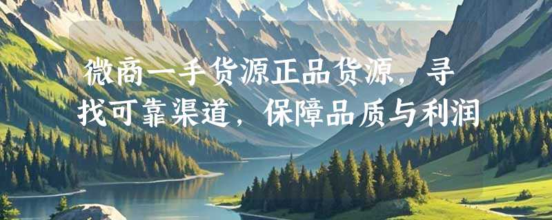 微商一手货源正品货源，寻找可靠渠道，保障品质与利润