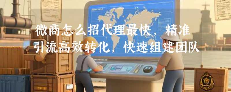 微商怎么招代理最快，精准引流高效转化，快速组建团队