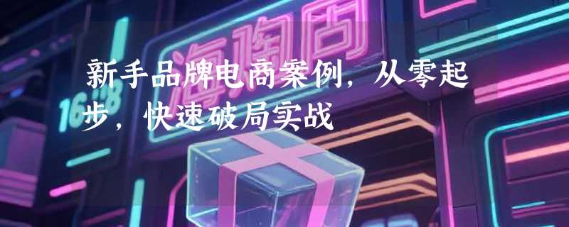 新手品牌电商案例，从零起步，快速破局实战