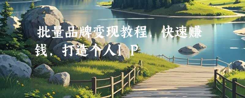 批量品牌变现教程，快速赚钱，打造个人IP
