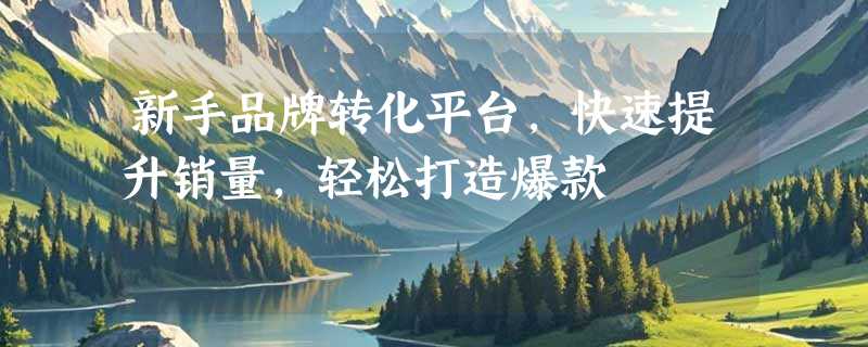 新手品牌转化平台，快速提升销量，轻松打造爆款