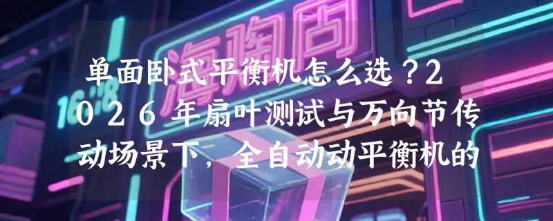 单面卧式平衡机怎么选？2026年扇叶测试与万向节传动场景下，全自动动平衡机的关键差异在哪？