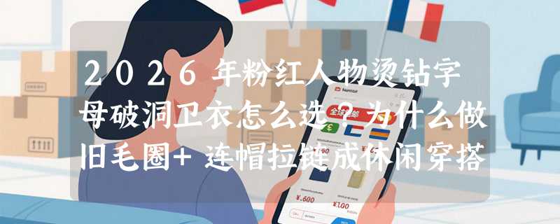 2026年粉红人物烫钻字母破洞卫衣怎么选？为什么做旧毛圈+连帽拉链成休闲穿搭新基准？