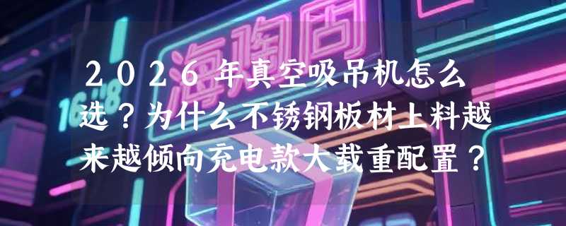 2026年真空吸吊机怎么选？为什么不锈钢板材上料越来越倾向充电款大载重配置？