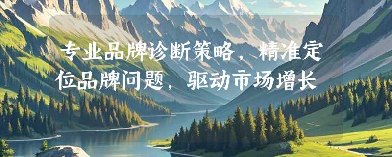 专业品牌诊断策略，精准定位品牌问题，驱动市场增长