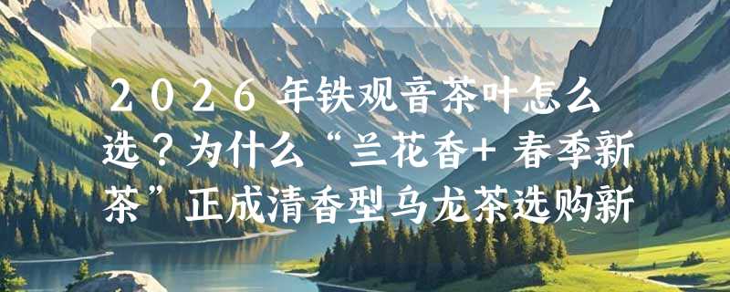 2026年铁观音茶叶怎么选？为什么“兰花香+春季新茶”正成清香型乌龙茶选购新标尺？