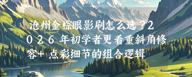 沧州金棕眼影刷怎么选？2026年初学者更看重斜角修容+点彩细节的组合逻辑