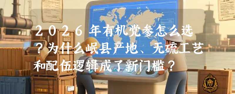 2026年有机党参怎么选？为什么岷县产地、无硫工艺和配伍逻辑成了新门槛？