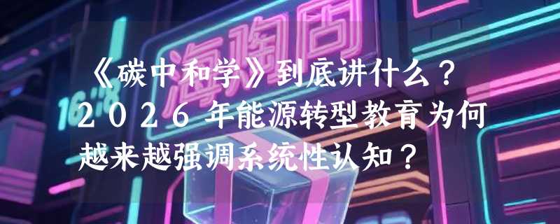 《碳中和学》到底讲什么？2026年能源转型教育为何越来越强调系统性认知？