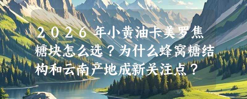 2026年小黄油卡美罗焦糖块怎么选？为什么蜂窝糖结构和云南产地成新关注点？