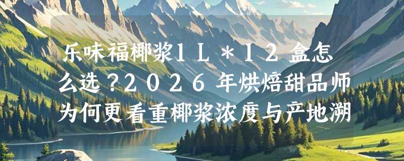乐味福椰浆1L*12盒怎么选？2026年烘焙甜品师为何更看重椰浆浓度与产地溯源？
