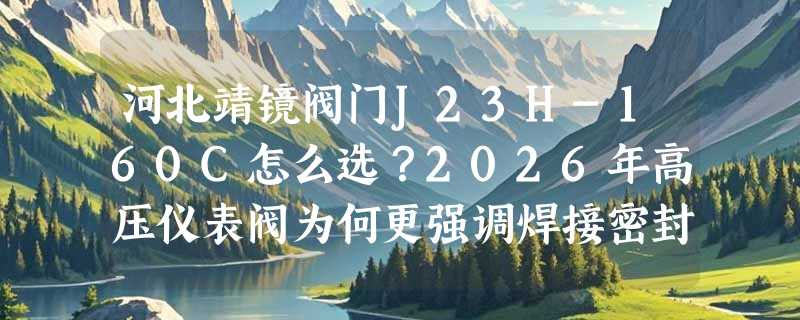 河北靖镜阀门J23H-160C怎么选？2026年高压仪表阀为何更强调焊接密封与碳钢耐压匹配？