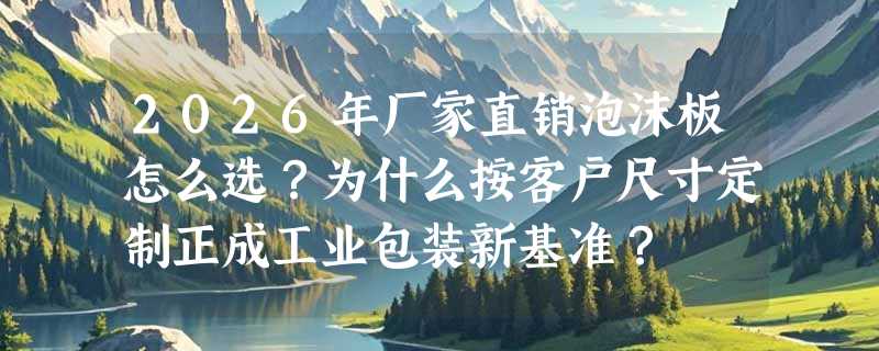 2026年厂家直销泡沫板怎么选？为什么按客户尺寸定制正成工业包装新基准？