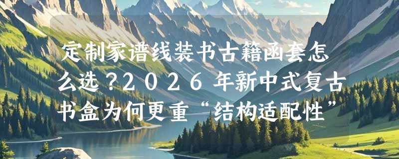 定制家谱线装书古籍函套怎么选？2026年新中式复古书盒为何更重“结构适配性”？