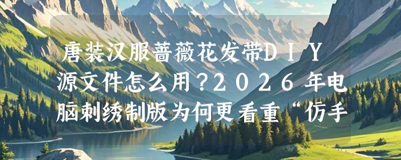 唐装汉服蔷薇花发带DIY源文件怎么用？2026年电脑刺绣制版为何更看重“仿手绣”针法？