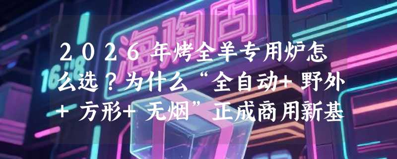 2026年烤全羊专用炉怎么选？为什么“全自动+野外+方形+无烟”正成商用新基准？