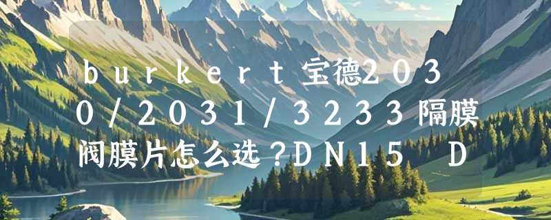burkert宝德2030/2031/3233隔膜阀膜片怎么选？DN15–DN50规格在2026年有哪些关键适配变化？