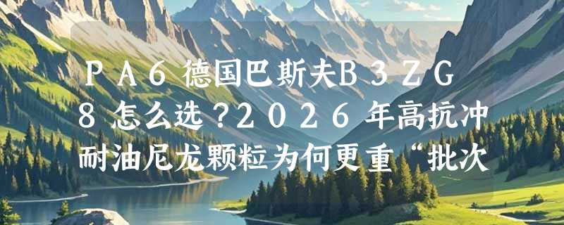 PA6德国巴斯夫B3ZG8怎么选？2026年高抗冲耐油尼龙颗粒为何更重“批次一致性”？
