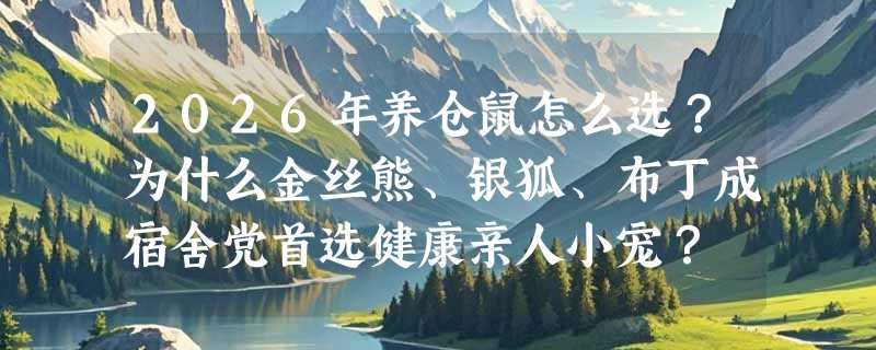2026年养仓鼠怎么选？为什么金丝熊、银狐、布丁成宿舍党首选健康亲人小宠？