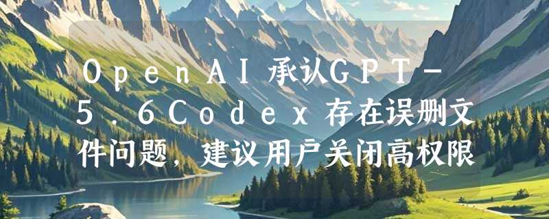 OpenAI承认GPT-5.6Codex存在误删文件问题，建议用户关闭高权限模式