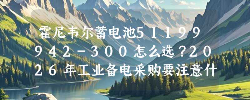 霍尼韦尔蓄电池51199942-300怎么选？2026年工业备电采购要注意什么？
