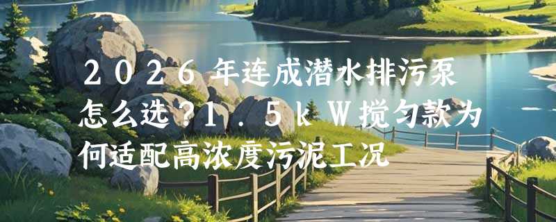 2026年连成潜水排污泵怎么选？1.5kW搅匀款为何适配高浓度污泥工况