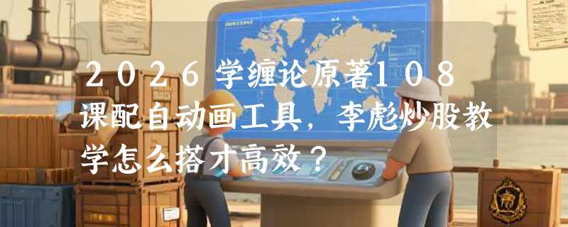 2026学缠论原著108课配自动画工具，李彪炒股教学怎么搭才高效？