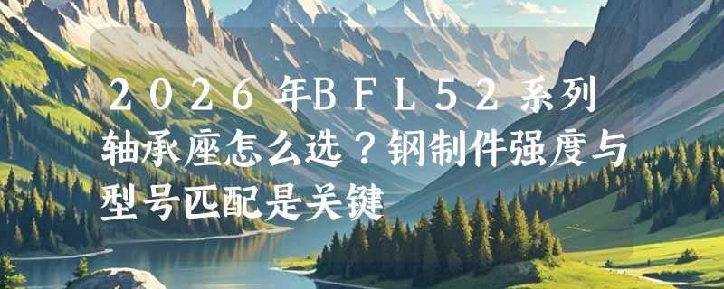 2026年BFL52系列轴承座怎么选？钢制件强度与型号匹配是关键