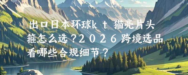 出口日本环球kt猫亮片头箍怎么选？2026跨境选品看哪些合规细节？
