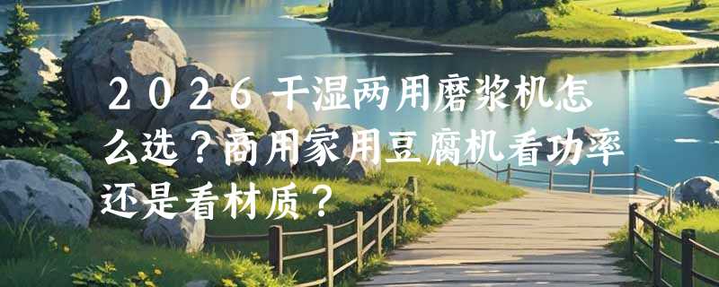 2026干湿两用磨浆机怎么选？商用家用豆腐机看功率还是看材质？