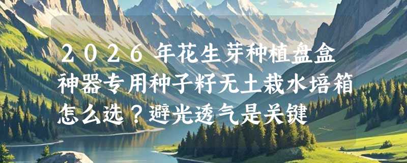 2026年花生芽种植盘盒神器专用种子籽无土栽水培箱怎么选？避光透气是关键