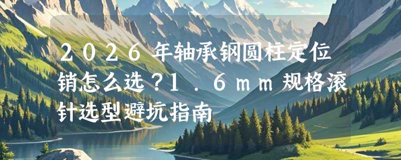 2026年轴承钢圆柱定位销怎么选？1.6mm规格滚针选型避坑指南