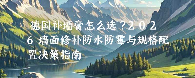 德国补墙膏怎么选？2026墙面修补防水防霉与规格配置决策指南
