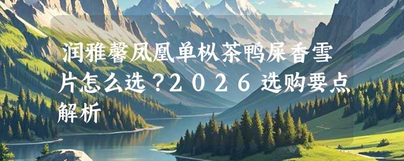 润雅馨凤凰单枞茶鸭屎香雪片怎么选？2026选购要点解析