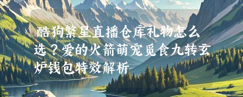酷狗繁星直播仓库礼物怎么选？爱的火箭萌宠觅食九转玄炉钱包特效解析