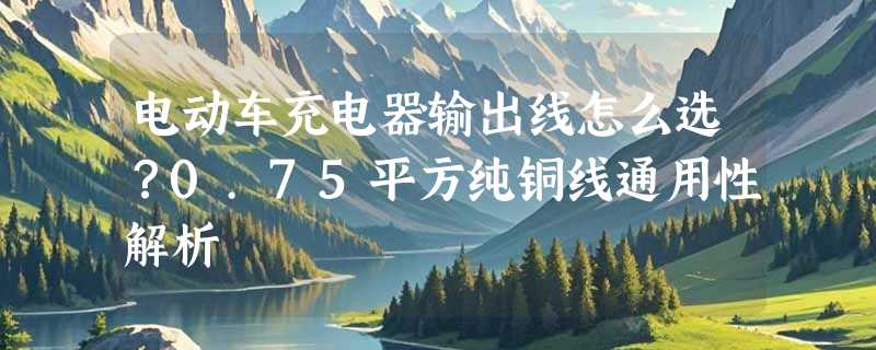 电动车充电器输出线怎么选？0.75平方纯铜线通用性解析