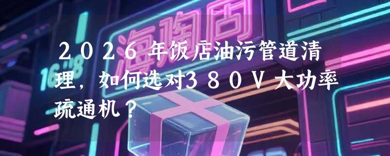 2026年饭店油污管道清理，如何选对380V大功率疏通机？